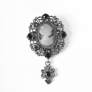 Elegant Black Cameo Brooch